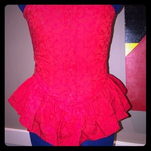 Betsey Johnson corset in fire engine red.